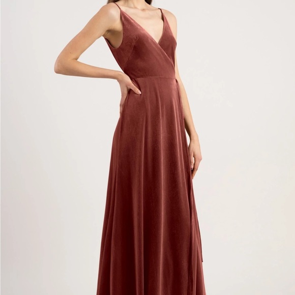 JENNY YOO X BHLDN Andi Velvet Wrap Dress- Dark Navy - Picture 5 of 6